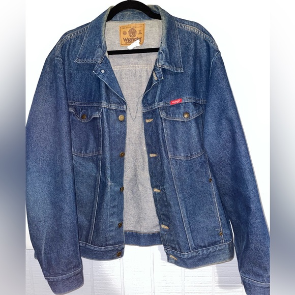 Wrangler Jean Jacket Custom Eagle Embroidery Authentic Jeans - Picture 2 of 12